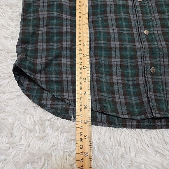 Volcom Mens Small Plaid Snap Button Up Shirt Long Sleeve Classic Fit Green Gray - Picture 10 of 10